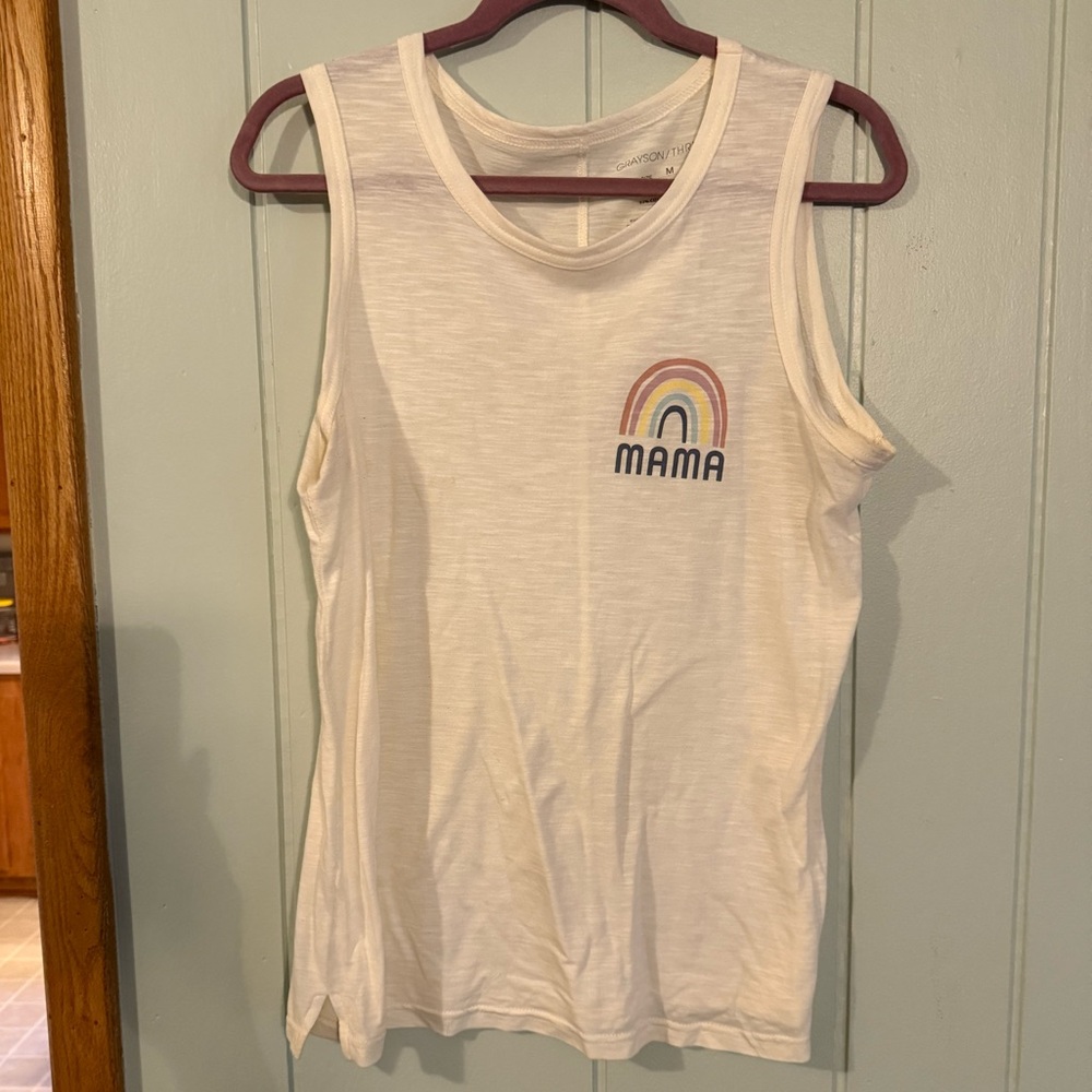 White 'Mama' Rainbow Tank Top size medium